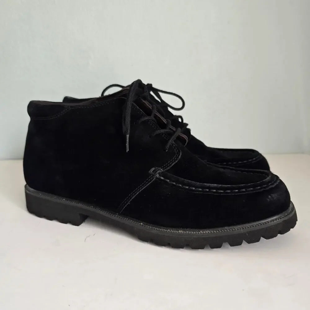 Vintage L.L. Bean Fieldstone Suede Chukka Boots Women's 9M Black Classic Casual